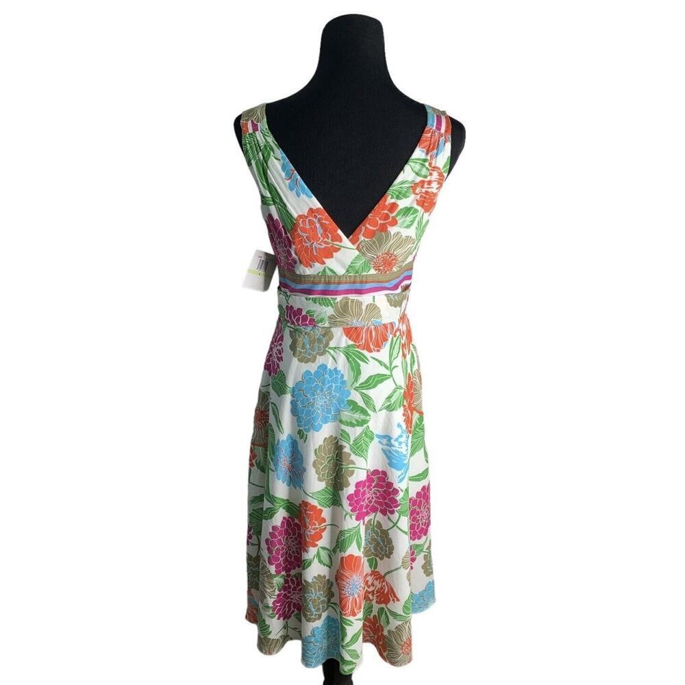 Donna Morgan Raffia Floral V Neck Cotton Sun Dress Womens Size 4 NWT $119 - Picture 3 of 14